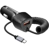 Forcell , Universal-KFZ-Ladegerät (38W) im Carbon-Design mit USB-C Kabel, Carbon