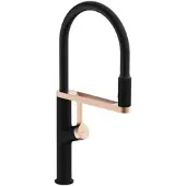 NABER WASSERWERK Armatur ARIA in SCHWARZ-ROSÉGOLD mit flexiblen Bogenauslauf / Küchenarmatur / Einhebelmischer