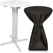 Beautissu STEHTISCH Bellini Ø 80cm Weiß mit Premium Stehtischhusse Ø 80cm Schwarz