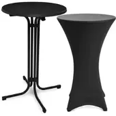 Beautissu STEHTISCH Bellini Ø 70cm Schwarz mit Stella Stehtischhusse Ø 70cm Schwarz