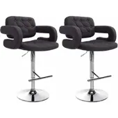 CLP 2er Set Barhocker Dublin Stoff höhenverstellbar und drehbar schwarz