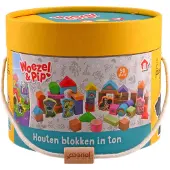 Johntoy Joueco - Woezel & Pip Houten blokken in ton 50 stuks