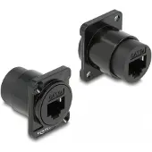 DeLOCK D-Typ Modul RJ45 Cat.6A Buchse zu Buchse, Schwarz, RJ-45, RJ-45, Weiblich, Weiblich, Zink