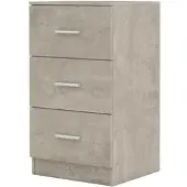 Costway Nachttisch mit 3 Schubladen, Hochglanz, 37x34x66,5 cm, Zementgrau