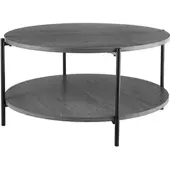 CLP Couchtisch Edduma rund aus Holz 2 Ebenen Metallgestell schwarz | grau Farbe grau Größe Ø 80 cm