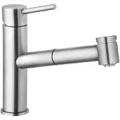 Kludi STEEL Spültisch-Einhebelmischer, geschlossener Hebel, mit Geschirrbrause, Eco, Edelstahl gebürstet, 44851F860