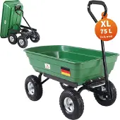 Gardebruk Bollerwagen mit Kippfunktion 300kg Belastbar 4 Profil Gelände Räder Luftbereift Lenkachse 75L Groß Transportwagen Handwagen Gartenwagen