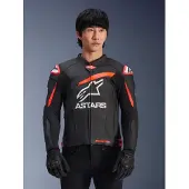 Alpinestars GP Plus R V4 Airflow perforierte Motorrad Lederjacke, schwarz/neon-rot, 48