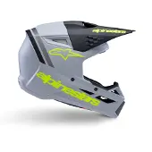 Alpinestars S-M3 Youth Radium Grau Schwarz Gelb Fluo Matt Motocross Helm Größe M