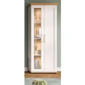 Inn.Furn Vitrine weiß Lärche, Eiche Artisan 64 cm, Vitrinenschrank im Landhaus-Stil | Gr.: onesize