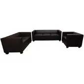 Mendler 3-2-1 Couchgarnitur Lille, Kunstleder schwarz