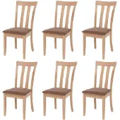 MCW 6er-Set Esszimmerstuhl MCW-G46, Küchenstuhl Stuhl, Stoff/Textil Massiv-Holz naturfarbenes Gestell, braun