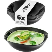 Kadax 6x Salatschüssel 19cm Glasschüsseln für Suppensnacks Set Schwarz