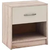 Costway Nachttisch mit Schublade, kleiner Beistelltisch mit offenem Fach, Sofatisch, Nachttisch