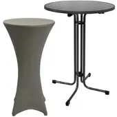 Beautissu Sylt Stehtisch ø 80cm Grau mit Stella Stehtischhusse ø 80cm Anthrazit