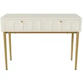 OKWISH Kommode mit 2 Schubladen Schlafzimmer 100x45x76.5cm Creme Weiß