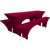 Beautissu Victoria Biertischhusse 70cm Stretch Bordeaux 3tlg