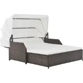 vidaXL 2-Personen-Sonnenliege mit Sonnendach Poly Rattan Braun