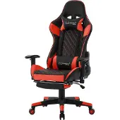ML-Design Gamingstuhl mit Fußstütze, Schwarz/Rot, aus Kunstleder, ergonomisch