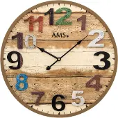 AMS W9539 Wanduhr mit braun antikem Holzgehäuse