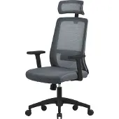 ML-Design Bürostuhl ergonomisch, Grau, aus Mesh, mit Verstellbarer Kopfstütze