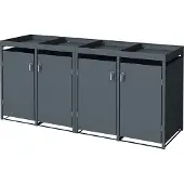 ML-Design Mülltonnenbox 4er mit Pflanzdach für 4 Mülltonnen, 240L 264x80x124cm Anthrazit, Stahl, wetterfest/abschließbar