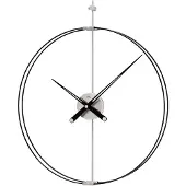 AMS W9656 Wanduhr mit Metall-Carbon-Design und Holzzeigern