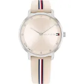 Tommy Hilfiger Damenuhr Pippa Silikon Rosa Silber Glitzersteine minimalistisch