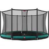 Berg Bodentrampolin Favorit InGround 430 + Sicherheitsnetz Comfort Grün
