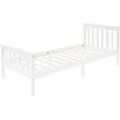 ML-Design Holzbett Kinderbett 90x200 cm Weiß, Kiefernholz, Bettgestell mit Lattenrost und Füße, Einzelbett mit Kopf- und Fußteil, Bodenbett