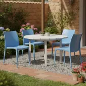 Dmora Grover - Gartenstuhl, Blau, 4 Stühle Italy