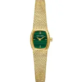 Bulova Quarzuhr "Goddess of Time", gold (goldfarben, grün, grün), Armbanduhren, Damen, goldfarben, Quarzuhr, Armbanduhr, Damenuhr, Edelstahlarmband, analog