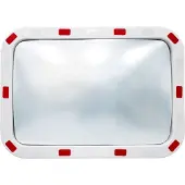 ECD-Germany Verkehrsspiegel rechteckig 40x60 cm Reflektoren weiß-rot und Halterung, ABS-Kunststoff, wetterfest