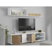 Dmora Wohnwand Titusville 180x33x40 cm Weiß 4 Regale