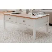 Furn.Design Couchtisch Vestland, Wohnzimmertisch weiß und Eiche Artisan 100 cm, mit 2 Schubladen