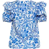 Usha Bluse Frauen weiß blau