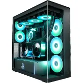Arctic Xtender VG Black (Clear Glass), PC, Schwarz, Transparent, EATX, ATX, micro ATX, Mini-ITX, Gehärtetes Glas, Netz, Multi, 17,1 cm