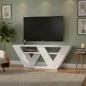 Dmora TV-Schrank Pegasus, Weiß, 110x30x40 cm, 2 Böden, 2 Fächer