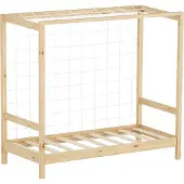 ML-Design Kinderbett Fußballtor, 70x140 cm, Natur, Einzelbett für Kinder, Holzbett mit Lattenrost & Tornetz, Jugendbett aus Kiefernholz, Handballtor