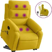 vidaXL Massagesessel mit Aufstehhilfe Gelb Samt