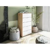 Dmora Kommode Crosby 60x40x109 cm Weiß, 5 Schubladen