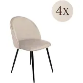 Dmora Stuhl Stinson Grau 4 Stühle gepolstert, 120 kg Tragkraft