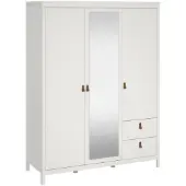 Dmora Kleiderschrank 3 Türen Helise, Schlafzimmermöbel, Schrank, Garderobe, 150x58 h199 cm, Weiß