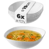 Kadax 6x Salatschüssel 19cm Glasschüsseln für Suppensnacks Set Weiß