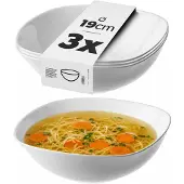 Kadax 3x Salatschüssel 19cm Glasschüsseln für Suppensnacks Set Weiß