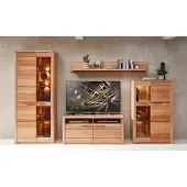 Freiraum Wohnwand >Nature One< (4-teilig) Kernbuche teilmassiv - 350x203x45cm (BxHxT)