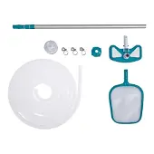 Bestway Poolpflege Basis-Set AquaClean mit pumpenbetriebenem Poolsauger & Kescher für Poolgrößen bis 610 cm