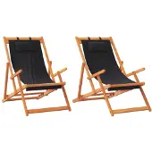 vidaXL Klappstühle, 2 Stück, schwarzer Stoff