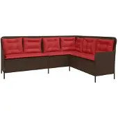 vidaXL Gartensofa mit Kissen L-förmig Braun Polyrattan
