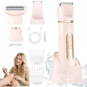 Hatteker Epilierer HT-597 4-in-1 Rasierer für Damen, Trimmer, Gesichtstrimmer, wasserdicht Rosa